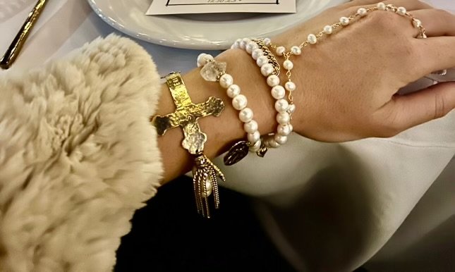 La Reina Santo David Pearl Bracelet