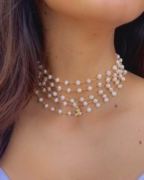 Santa Pearl Layered Choker