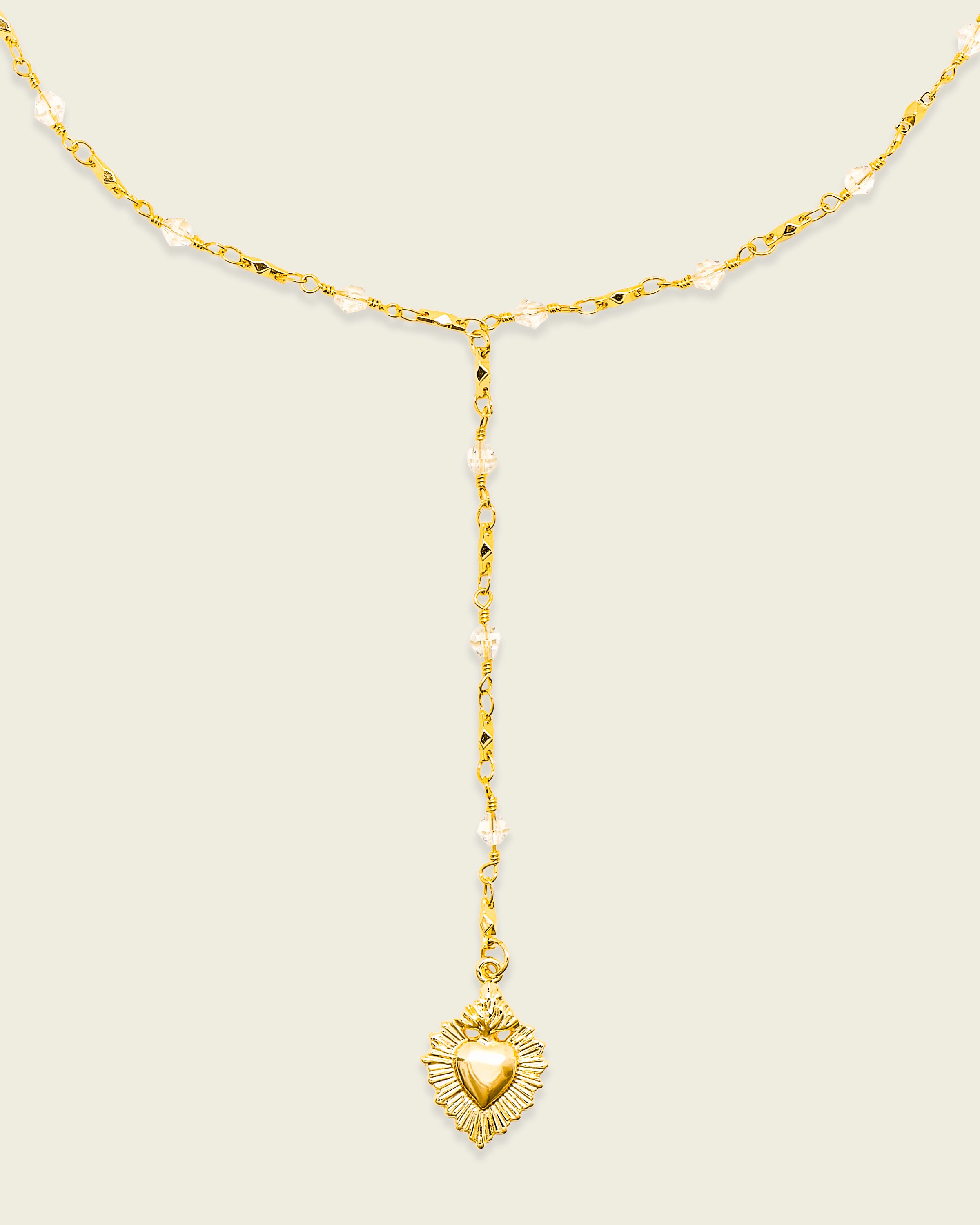 La Reina Crystal Rosary Necklace