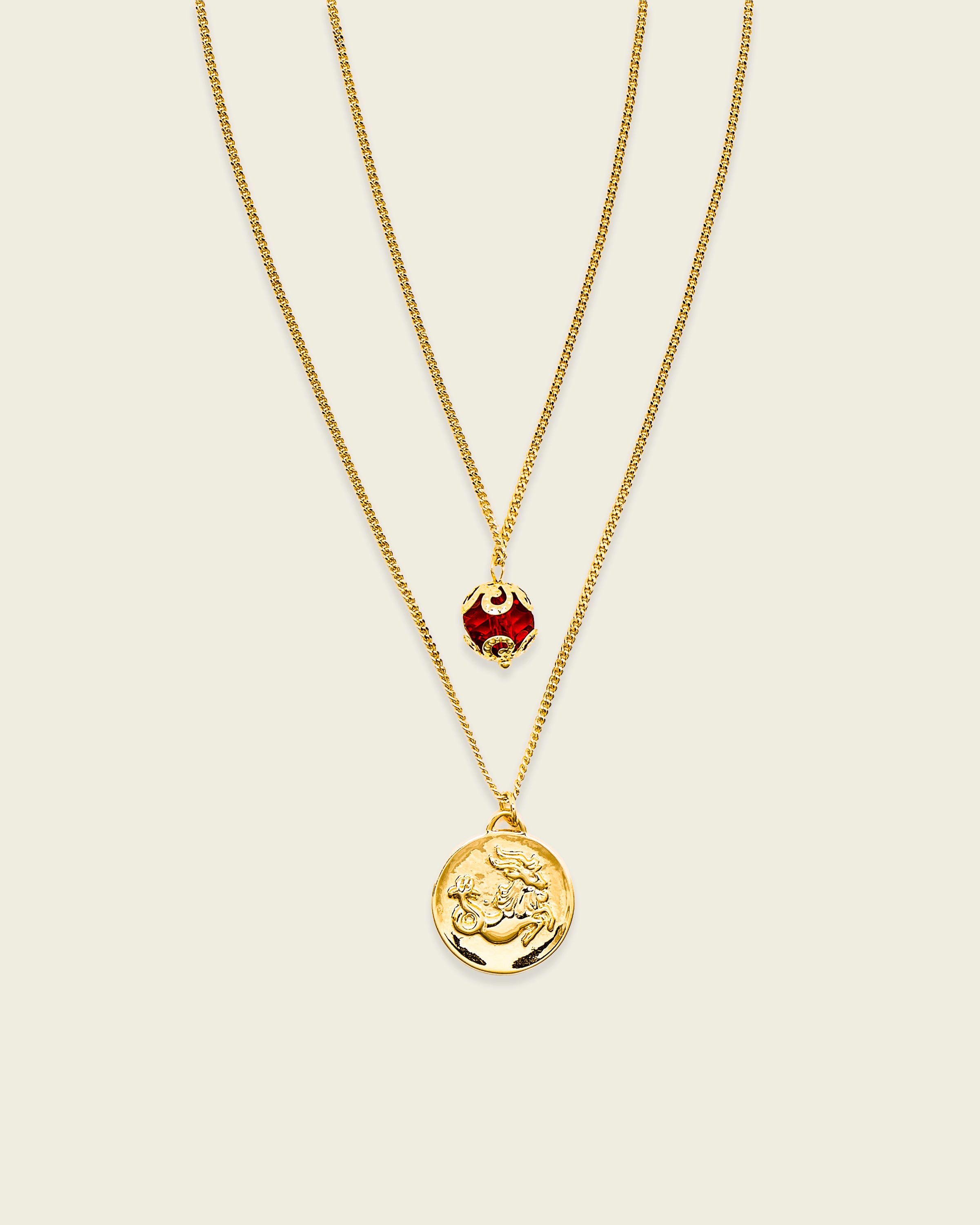 La Reina Double Zodiac Necklace