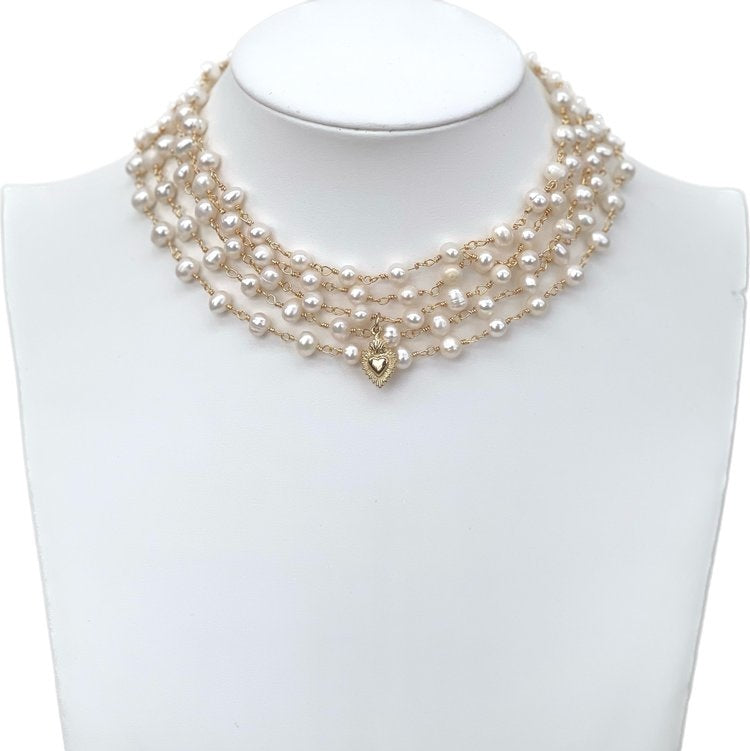 Santa Pearl Layered Choker